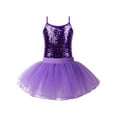 thumbnail image 1 of Haitryli Kids Girls Sequins Ballet Dance Dress Straps Cami Top with Tutu Skirt Skating Gymnastics Ballroom Costume Purple 12, 1 of 6