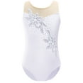 thumbnail image 1 of Haitryli Kids Girls Sequins Rhinestones Ballet Dance Gymnastics Leotard One Piece Bodysuit Dancewear White 10, 1 of 4