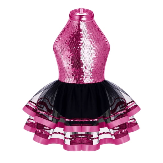 Haitryli Kids Girls Sequins Sleeveless Ballet Dance Dress Gymnastic Leotard Princess Ballerina Dancewear Rose 8