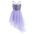 thumbnail image 1 of Haitryli Kids Girls Sequins Sleeveless Lyrical Dance Ballet Dress Irregular Tutu Skirt Leotard Dancewear Purple 3-4, 1 of 5