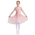 thumbnail image 1 of Haitryli Kids Girls Lyrical Dance Dress Ballet Shiny Rhinestones High-Low Skirt Leotards Modern Dance Dress Pink 10, 1 of 5