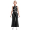 thumbnail image 1 of Haitryli Kids Girls Shiny Sleeveless Wide-Leg Jumpsuit Catsuit One Pieces Party Romper Skating Bodysuit Dancewear Black 8, 1 of 5