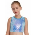thumbnail image 1 of Haitryli Kids Girls Shiny Street Hip Hop Jazz Ballet Dance Crop Tops Sports Vest Shirt Performance Dancewear Light Blue 10-14, 1 of 4