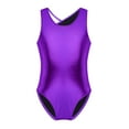 thumbnail image 1 of Haitryli Kids Girls Sleeveless Cutout Back with Straps Glittery Ballet Dance Gymnastics Leotard Purple XL, 1 of 7