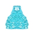 thumbnail image 1 of Haitryli Kids Girls Sleeveless Dance Crop Top Sequin Metallic Latin Hip Hop Jazz Costume Dancewear Light Blue 12, 1 of 5