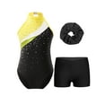 thumbnail image 1 of Haitryli Kids Girls Sleeveless Gymnastic Leotard with Shorts Ballet Dance Outfits Set Hair Scrunchie Yellow&Black 12, 1 of 5