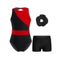 thumbnail image 1 of Haitryli Kids Girls Sleeveless Leotard Dance Gymnastics with Shorts and Hair Band Outfits Athletic Tracksuit Red&Black 14, 1 of 5