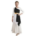thumbnail image 1 of Haitryli Kids Girls Sleeveless Lyrical Dance Dress One Shoulder Color Block Worship Tunic Dancewear Black 6, 1 of 7