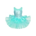 thumbnail image 1 of Haitryli Kids Girls Sleeveless Mesh Splice Sequins Ballet Dance Tutu Dress Gymnastic Leotard Dancewear Green 14, 1 of 6