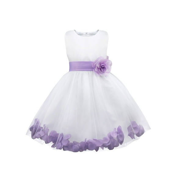 Haitryli Kids Girls Sleeveless Petal Flower Girls Dress Princess Pageant Party Bridesmaid Dress Gown Lavender 4