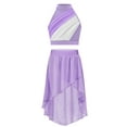thumbnail image 1 of Haitryli Kids Girls Sleeveless Ruched Jazz Ballet Lyrical Dance Crop Tank Tops Vest and Skirt Set Contemporary Dancewear Lavender 10, 1 of 3