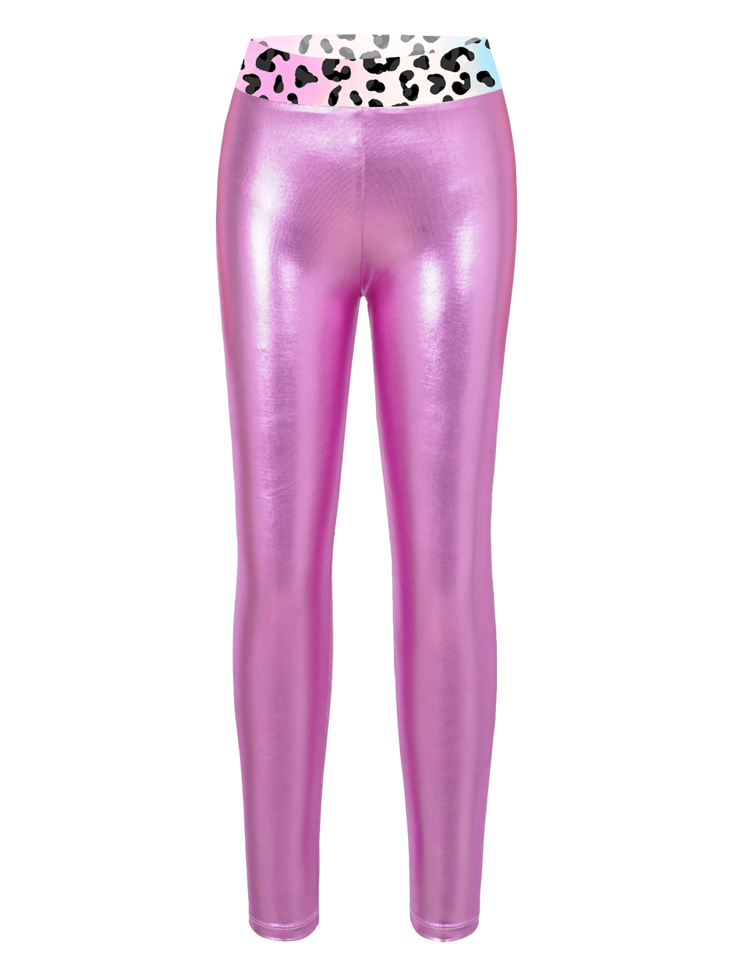 Pink Shiny Compression Leggings Compression Super Soft Yoga Girls