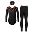 thumbnail image 1 of Haitryli Kids Girls Sparkly Long Sleeve Gymnastics Dance Leotard Jumpsuit with Skating Leggings Pants Hair Band Set Red&Black 6, 1 of 7
