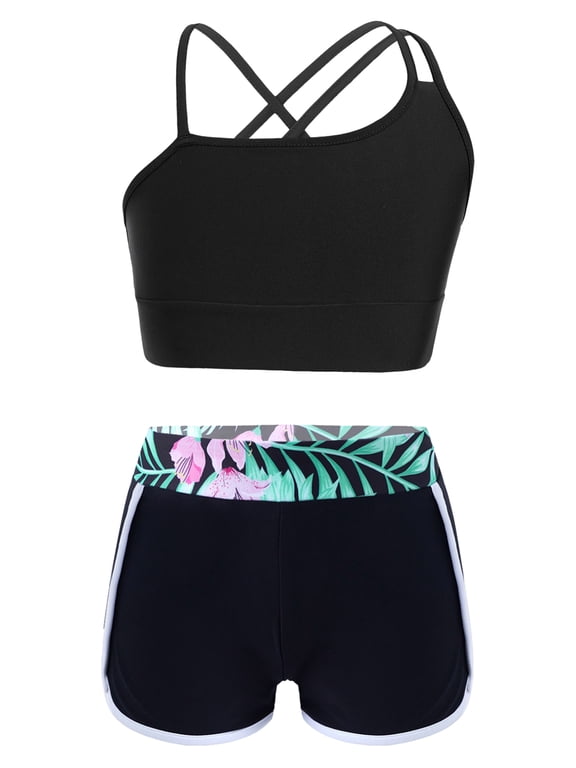 Kids Girls Sports Swimming Workout Outfits Backless Tank Top Camisole Vest with Elastic Wide Lily 8