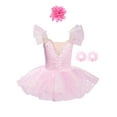 thumbnail image 1 of Haitryli Kids Girls Swan Lake Ballet Dance Tulle Dress Skirted Leotard Performance Dancewear with Hair Clip Cuff Set Pink 3-4, 1 of 7