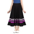 thumbnail image 1 of Haitryli Kids Girls Swing Stripe Print Flamenco Dance Skirt Folklorico Ballroom Dancewear Black&Pink 6, 1 of 6