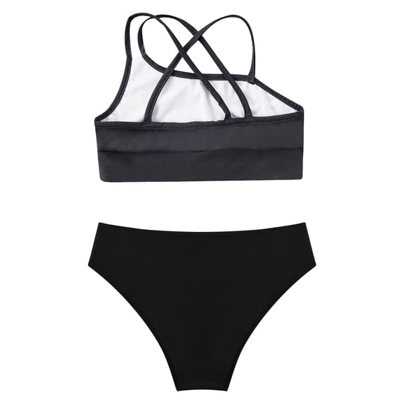 Haitryli Kids Girls Two Piece Swimsuit Swimming Tankini Rash Guard Camisole and Brief Panties Set Black 8