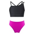 thumbnail image 1 of Haitryli Kids Girls Two Piece Swimsuit Swimming Tankini Rash Guard Camisole and Brief Panties Set Black&Hot Pink 8, 1 of 7