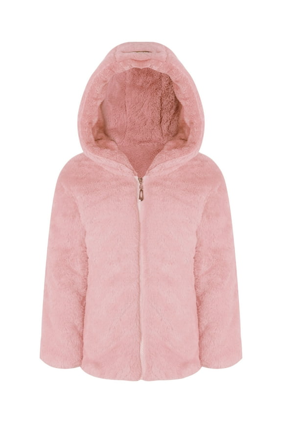 Kids Girls Winter Fleece Coat Long Sleeve Faux Fur Hooded Jacket Cartoon Owl Warm Cardigan Overcoat Outwear Pink 8