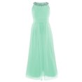 thumbnail image 1 of Haitryli Kids Haltered Neck Flower Girls Dress Rhinestone Chiffon Maxi Evening Gown for Pageant Mint Green 14, 1 of 7