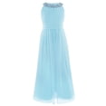 thumbnail image 1 of Haitryli Kids Haltered Neck Flower Girls Dress Rhinestone Chiffon Maxi Evening Gown for Pageant Sky Blue 8, 1 of 7