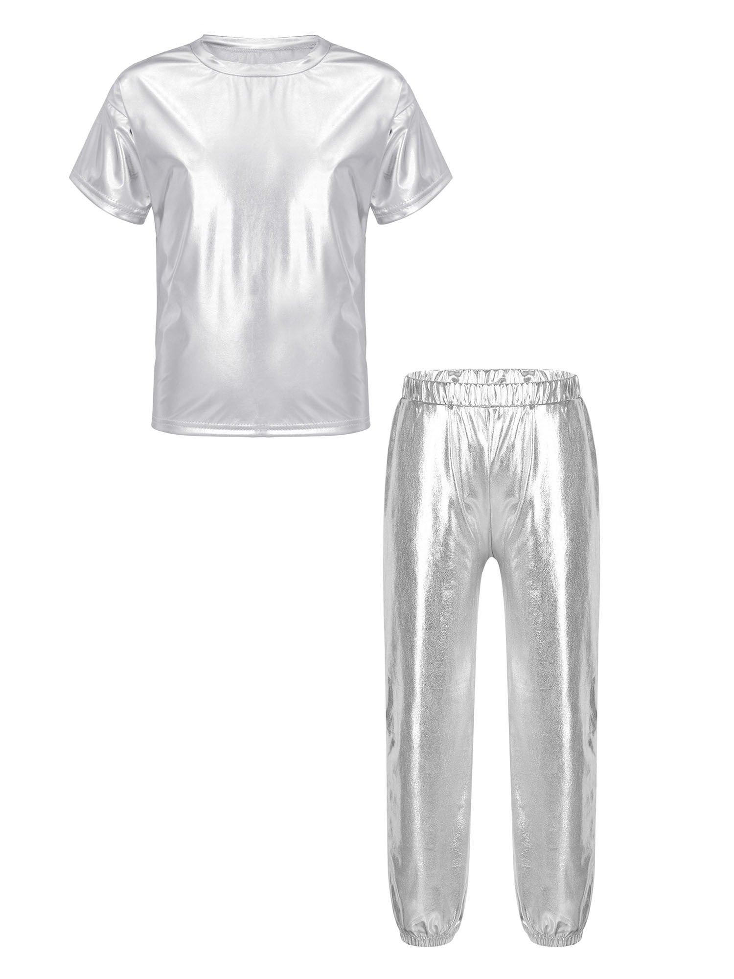 Kinderen Meisjes en Jongens Casual Metallic Glanzend T-shirt met Korte