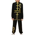 thumbnail image 1 of Haitryli Kids Kung Fu Suit Boys Girls Traditional Tai Chi Uniform Chinese Martial Arts Costume Black 3-4, 1 of 4