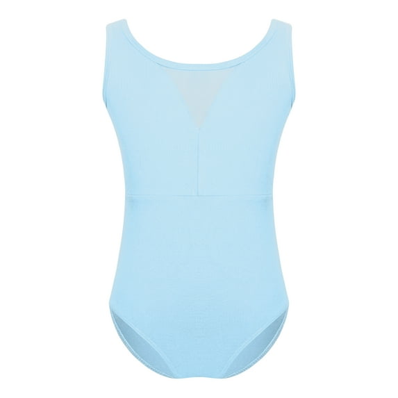 Haitryli Kids Mesh Dance Leotard Baby Girls Gymnastics Unitard Ballet Bodysuit Ballerina Outfit Light Blue 7-8