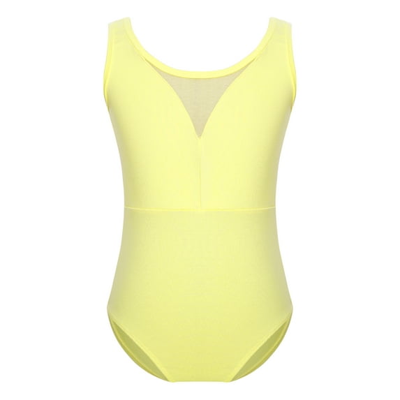 Haitryli Kids Mesh Dance Leotard Baby Girls Gymnastics Unitard Ballet Bodysuit Ballerina Outfit Yellow 11-12