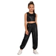 thumbnail image 1 of Haitryli Kids Shiny Jazz Disco Outfits Hip Hop Dance Shorts Sets Cheer Outfit for Competitions Ballet Black 7-8, 1 of 5
