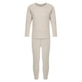 thumbnail image 1 of Haitryli Kids Striped Thermal Underwear Set Girls Boys Warm Long Johns Base Layer Tops with Leggings Pants Set Beige 11-12, 1 of 7