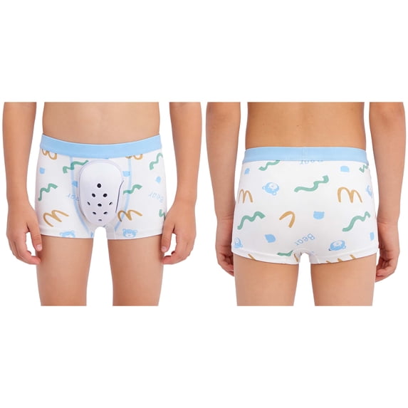 Haitryli Little Boys Cartoon Print Boxer Briefs Protective Cover Underpants Elastic Adaptive Shorts Circumcision Underwear Bear 7-8