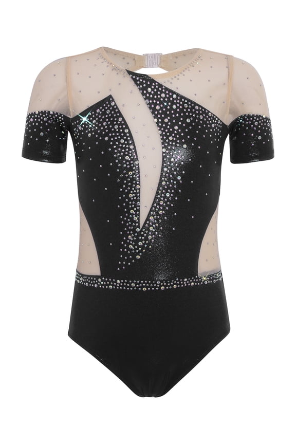 Little Girls One Piece Ballet Leotard Gymnastics Dance Unitard Acrobatics Bodysuit Tumbling Activewear Black 16