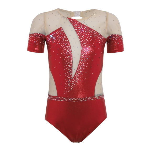 Haitryli Little Girls One Piece Ballet Leotard Gymnastics Dance Unitard Acrobatics Bodysuit Tumbling Activewear Red 6