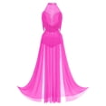 thumbnail image 1 of Haitryli Lyrical Dance Dress for Women Halter Sleeveless Mesh Flowy Tulle Skirt Maxi Long Dress Hot Pink M, 1 of 6