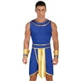thumbnail image 1 of Haitryli Men's 3 Pieces Mr Toga Greek God Set Adult Party Toga Roman Dress with Wristband Blue XL, 1 of 7