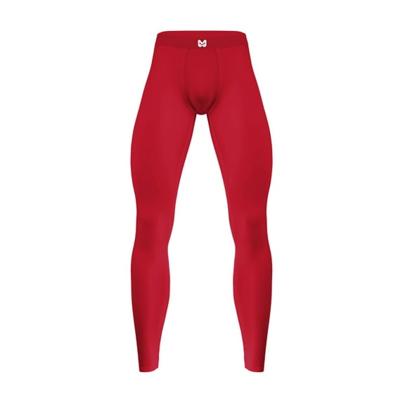 Haitryli Men's Athletic Compression Pants Cool Dry Gym Leggings Workout Tights Sport Baselayer Red L