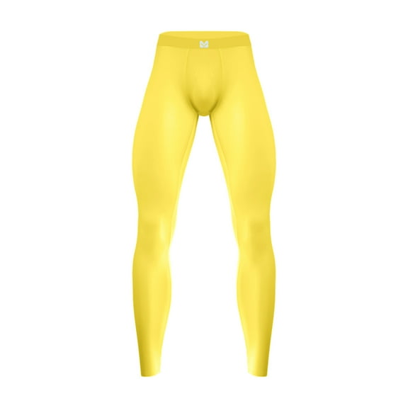 Haitryli Men's Athletic Compression Pants Cool Dry Gym Leggings Workout Tights Sport Baselayer Yellow XXL