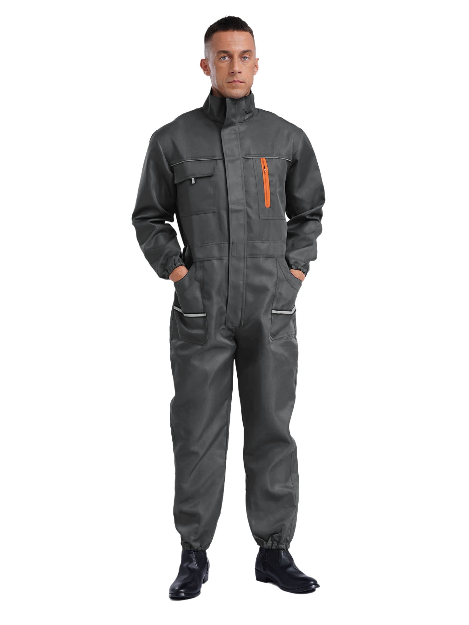 inhzoy Men's Short Sleeve Casual Coverall Mechanic Uniform
