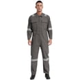 thumbnail image 1 of Haitryli Men's Long Sleeve Cotton Coverall Reflective Strips One Piece Jumpsuit with Pockets Grey 5XL/195, 1 of 5