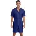 thumbnail image 1 of Haitryli Men's Rompers Solid Color Turn-Down Collar Short Sleeve Casual One Piece Overalls Royal Blue XL, 1 of 6