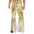 thumbnail image 1 of Haitryli Men's Sparkly Sequins Flared Night Club Disco Pants for Rave Outfits Gold M, 1 of 5