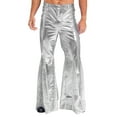 thumbnail image 1 of Haitryli Men's Sparkly Sequins Flared Night Club Disco Pants for Rave Outfits Silver M, 1 of 5