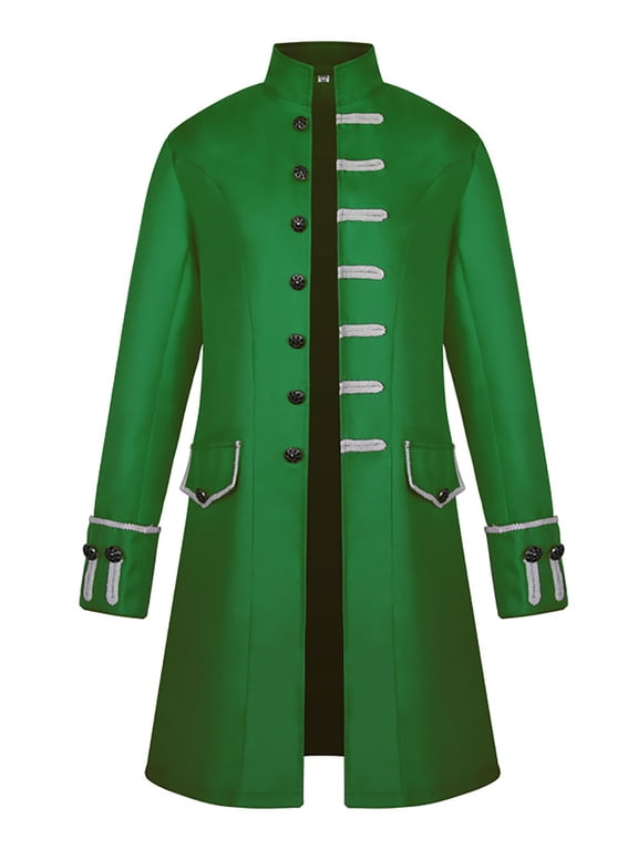 Men's Steampunk Vintage Tailcoat Jacket Retro Gothic Victorian Frock Coat Uniform Halloween Green M