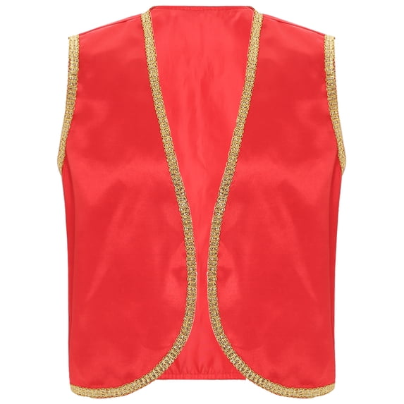 Haitryli Men's Vest Tops Shiny Satin Shirts Sleeveless Waistcoat Burgundy L