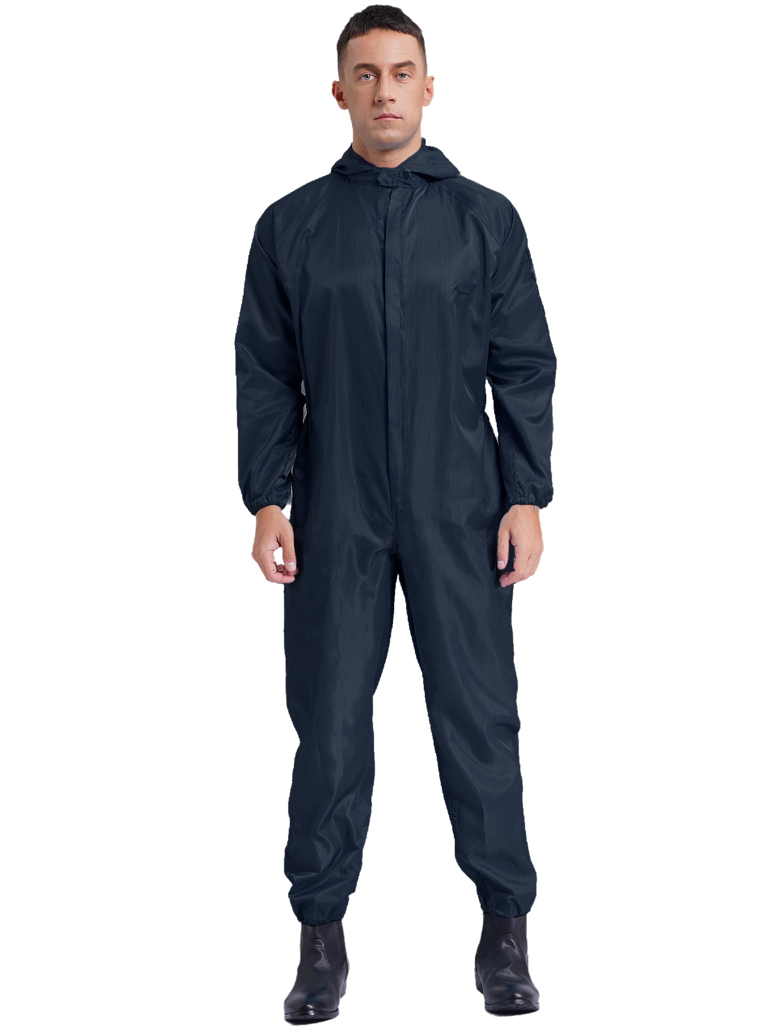 Haitryli Mens Anti-Static Bodysuit Coverall Zip Up Jumpsuit