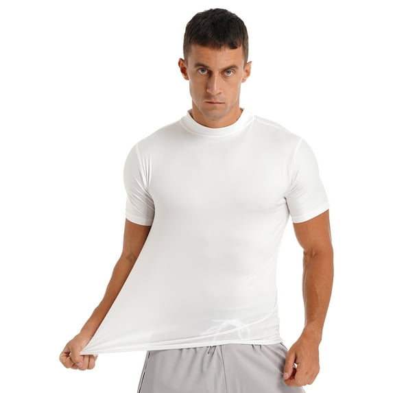 Haitryli Mens Casual Short Sleeve Top Solid Color Summer Tee T-shirt White XL