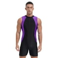 thumbnail image 1 of Haitryli Mens Dive Skins Sleeveless Zipper Front Wetsuit Uv Sun Protect Cooling Rashguard Surfing Purple L, 1 of 3
