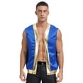 thumbnail image 1 of Haitryli Men's Gold Trims Arabian Prince Vest Open Front Cardigan Waistcoat Top Royal Blue M, 1 of 7