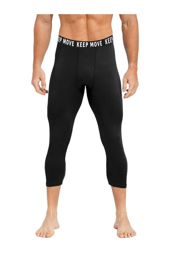 Mens Quick Dry Compression Tights Sport Athletic Pants Calf Length Legging Sleep Base Layer Black M